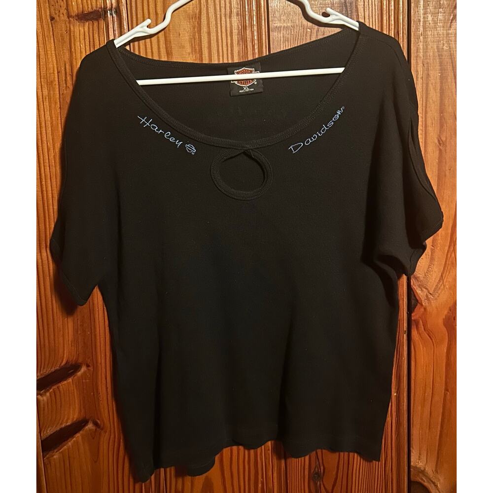 Harley Davidson women’s vintage short sleeve top black/blue size XL